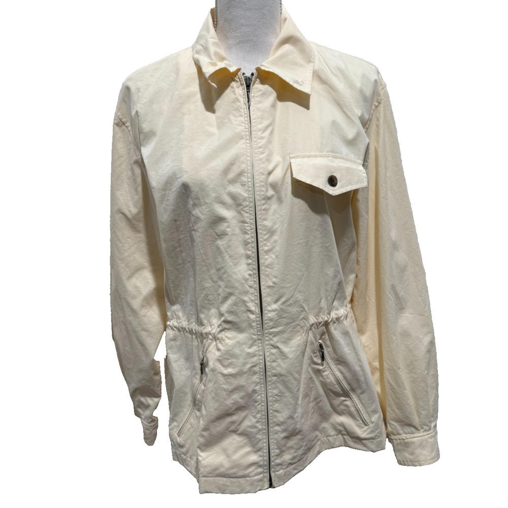 Vintage Ralph Lauren Polo Sport Cream Windbreaker Jacket Womens L Cinched Waist